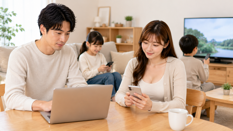 光コラボを家族で利用する家庭のインターネット環境