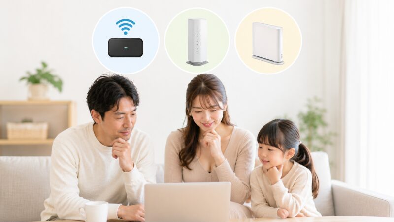 利用目的に合わせて次に確認するネット回線を選ぶ家族