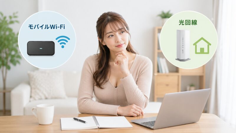 モバイルWi-Fiと光回線の仕組みや利用場所の違い