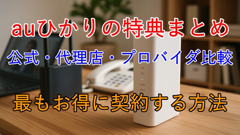 【auひかりの特典まとめ】公式・代理店・プロバイダ比較で最もお得に契約する方法