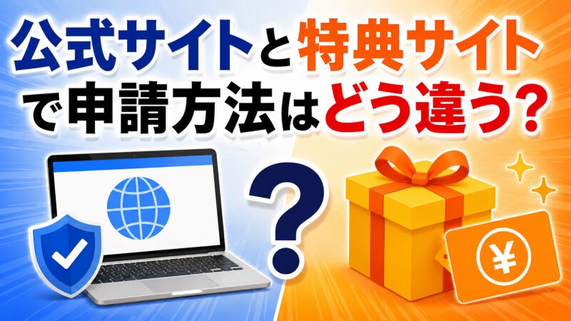 公式サイト、特典サイトの申請方法のイメージ