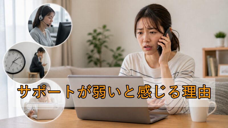 困った顔で電話する母親
