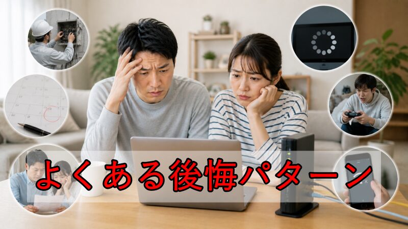 困った顔でパソコンを見る家族
