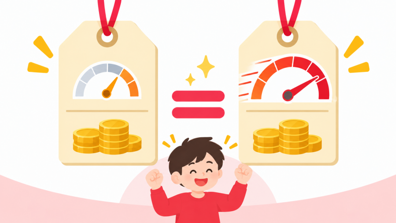 auひかり5ギガが1ギガと同じ料金で選べることを表すイラスト