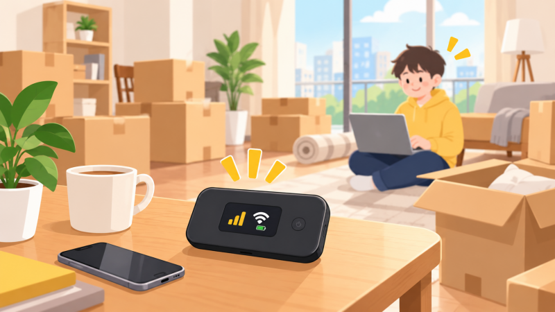 ソフトバンク光の開通工事完了までのつなぎとして使えるモバイルWi-Fiルーターのイメージ